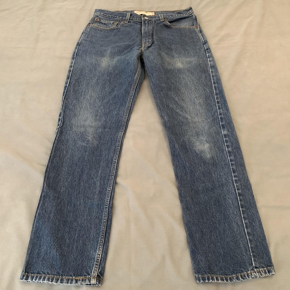 Levis 505 Jeans Mens 33x32 Blue Medium Wash Regular Fit Straight Denim Pants